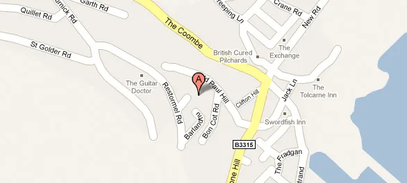 Map of Carbis Bay, St Ives